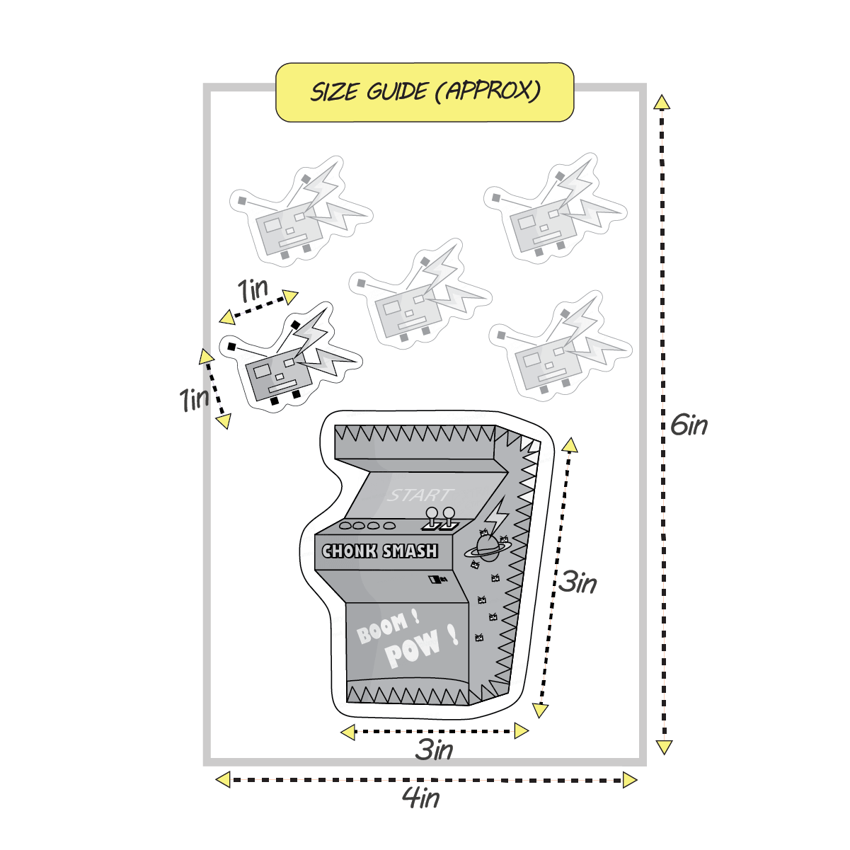 arcade machine sticker size guide