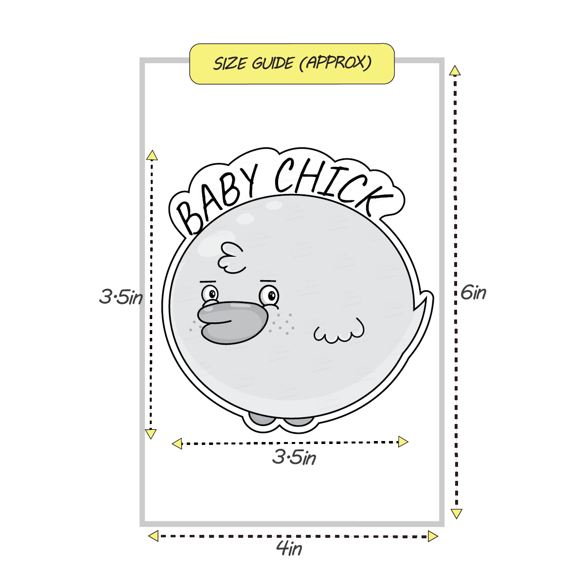 Baby chick sticker sheet size guide