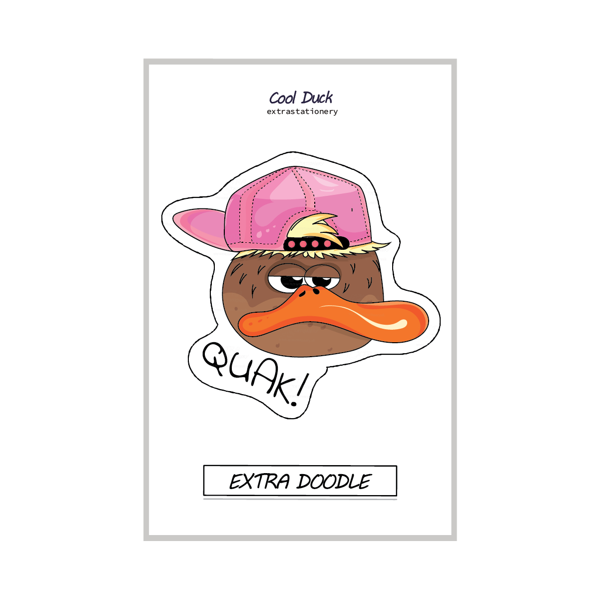 Cool duck wearing a pink hat sticker