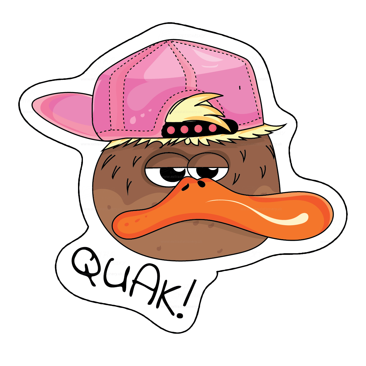 Cool duck wearing a pink hat sticker