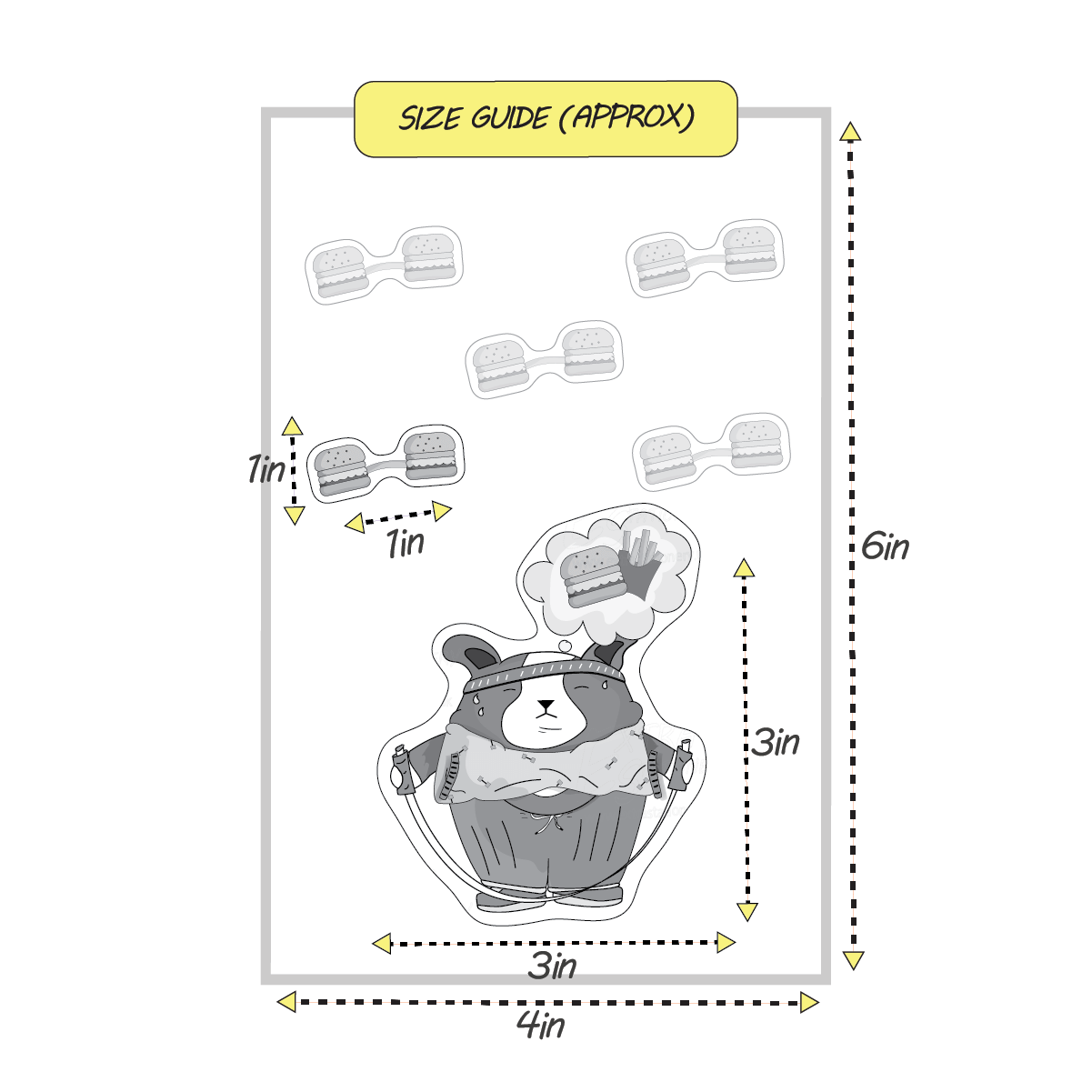 workout corgi sticker size guide