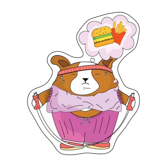 Sticker of an adorable corgi pup jumping rope in a stylish workout outfit, radiating active cuteness.