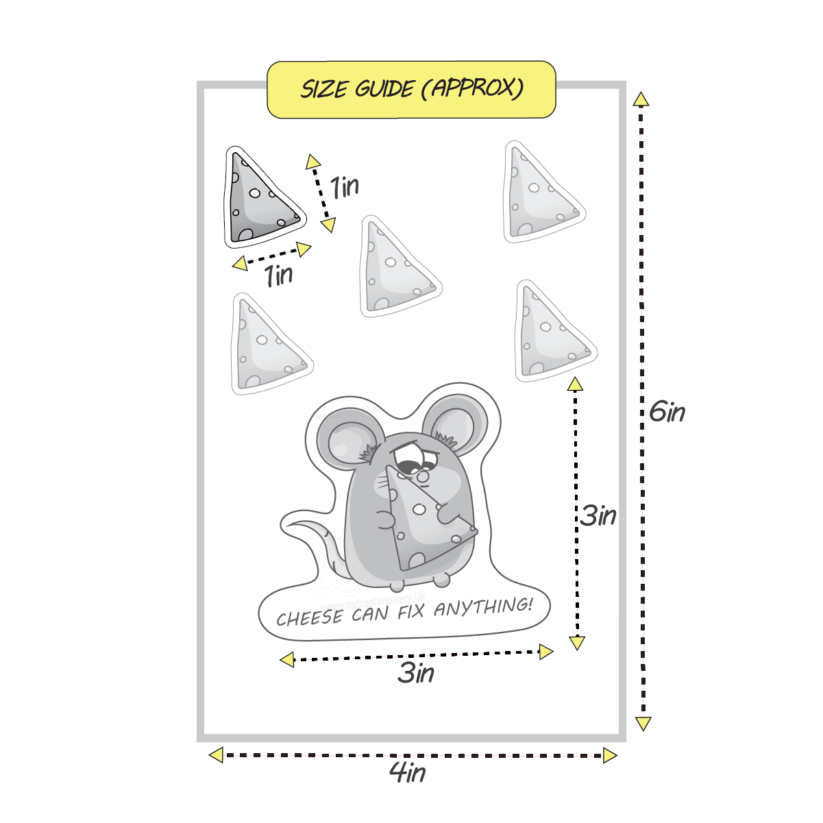 mouse sticker sheet, size guide