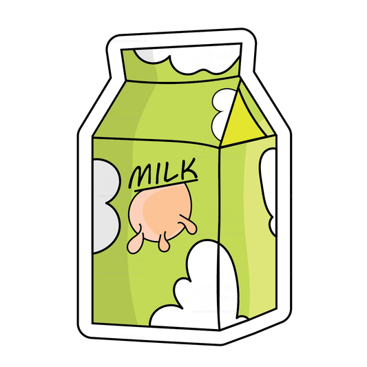 Milk carton with a humorous cow udder sticker, infusing daily life with laughter.