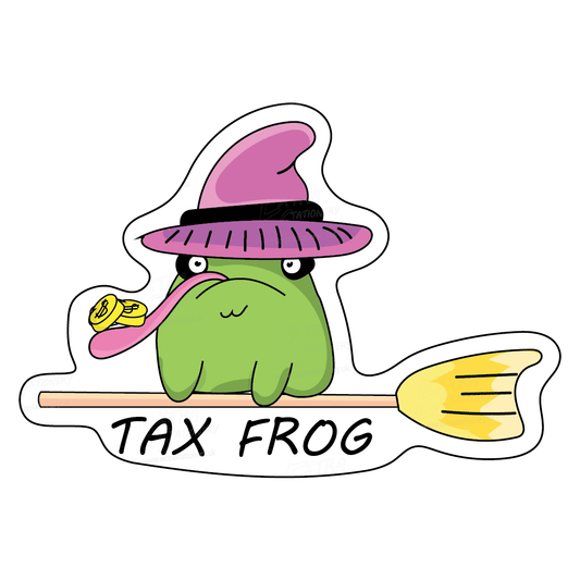 Flying tax frog sticker, main
