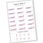 Rose Fusion color, Health appointment planner sticker sheet with appointment, dentist, and doctor stickers - 18 stickers in total (6 of each type)