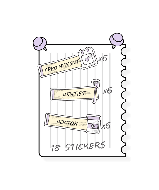 Sunshine lilac, planner stickers facilitate organized appointment management, featuring options for scheduling and organizing appointments with general appointment stickers, dental appointment scheduling and reminders with dentist planner stickers, and medical appointment scheduling and tracking with dedicated doctor planner stickers.