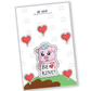 Adorable piggy surrounded by hearts sticker, holding a sign that reads 'Be Kind,' embracing the essence of compassion.