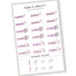 Rose Fusion color, planner sticker sheet with celebration, event, and gift stickers - 18 stickers in total (6 of each type)