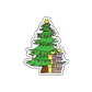 A sticker showcasing a Christmas tree adorned with a colorful array of presents underneath, evoking the joy of gift-giving.