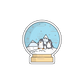 A sticker displaying a charming snow globe with a penguin family inside, capturing a heartwarming Christmas scene.