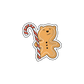 A sticker of a cute gingerbread cookie with a candy cone, reminiscent of the sweet treats enjoyed during the holidays.