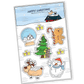 A sticker sheet displaying an assortment of festive Christmas stickers, perfect for adding cheer to your holiday crafts.