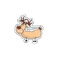 A sticker featuring a small reindeer covered in a dusting of snow, embodying the magic of a winter wonderland.