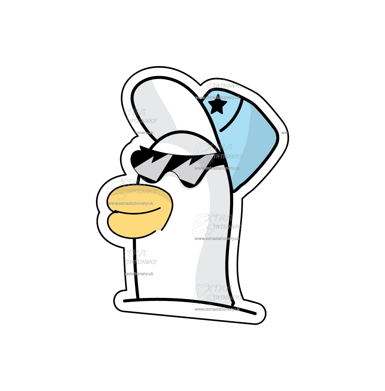 Chic duck wearing glasses and a star-studded hat sticker, redefining the meaning of cool.