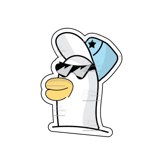 Chic duck wearing glasses and a star-studded hat sticker, redefining the meaning of cool.