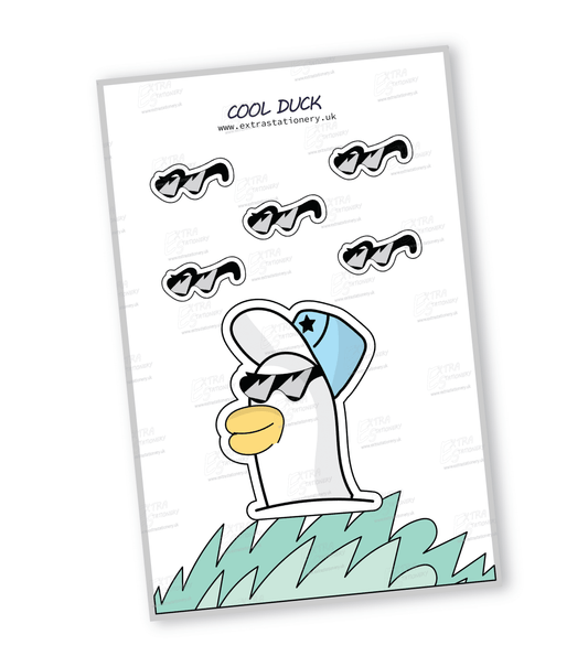 Chic duck wearing glasses and a star-studded hat sticker, redefining the meaning of cool.