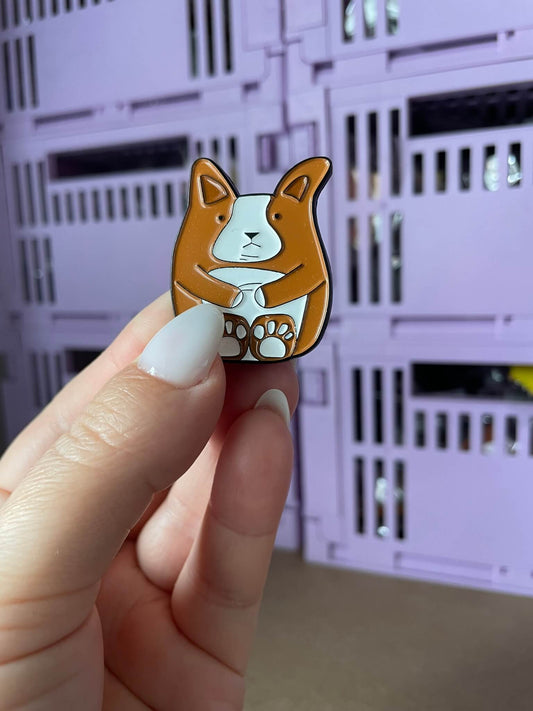 Corgi Cutie Enamel Pin - A heartwarming enamel pin featuring an adorable corgi puppy, perfect for dog enthusiasts and lovers of cute accessories.