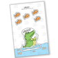 Joyful crocodile surrounded by cute fishes, holding a drink sticker, embracing a moment of happiness