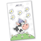 Sticker of an adorable baby cow wearing a cool hat, radiating happiness and charm with a touch of style.