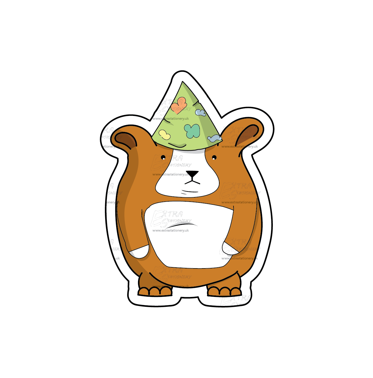 Cute corgi puppy wearing a birthday hat sticker, exuding happiness and birthday cheer.