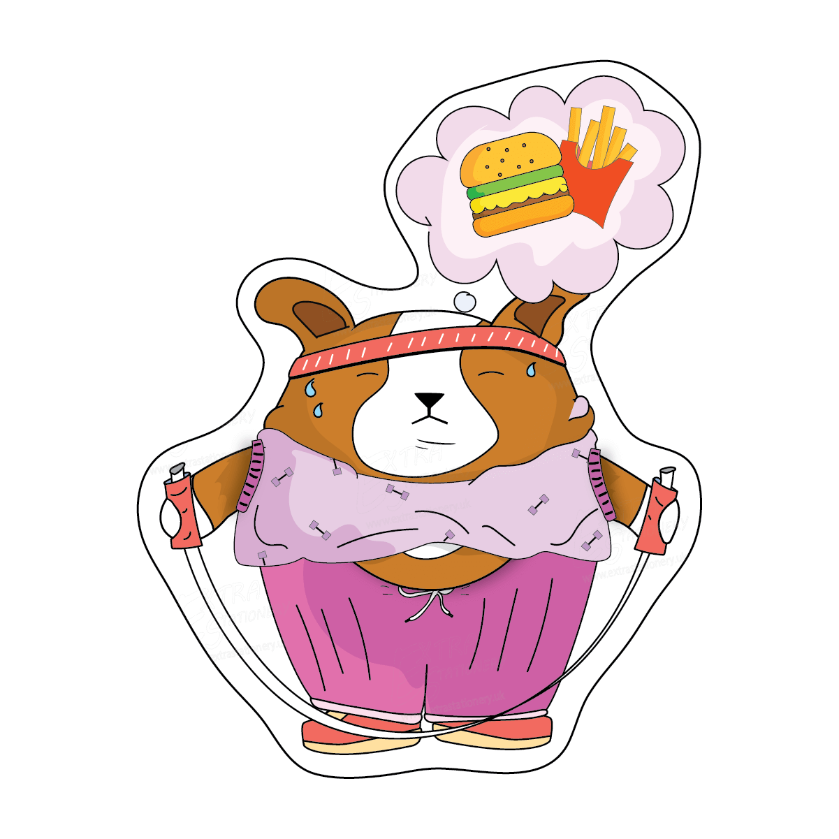 Sticker of an adorable corgi pup jumping rope in a stylish workout outfit, radiating active cuteness.