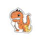 Sticker of a cute parent dinosaur walking with its baby, radiating a sense of protection and ancient love.