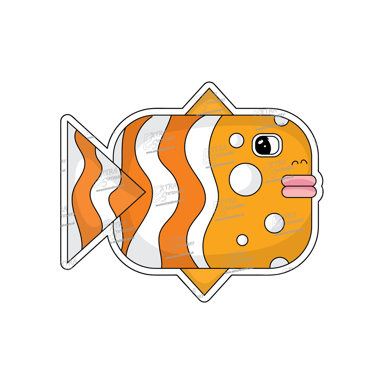 Sticker, an adorable fish with pouty lips, exuding a mysterious and cute allure.