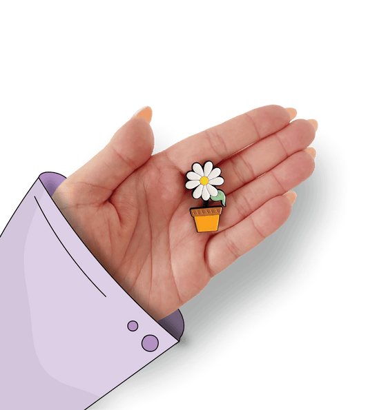 Cute Flower Enamel Pin - A vibrant and detailed enamel pin in the shape of a cute flower, perfect for adding a touch of spring to your outfits.