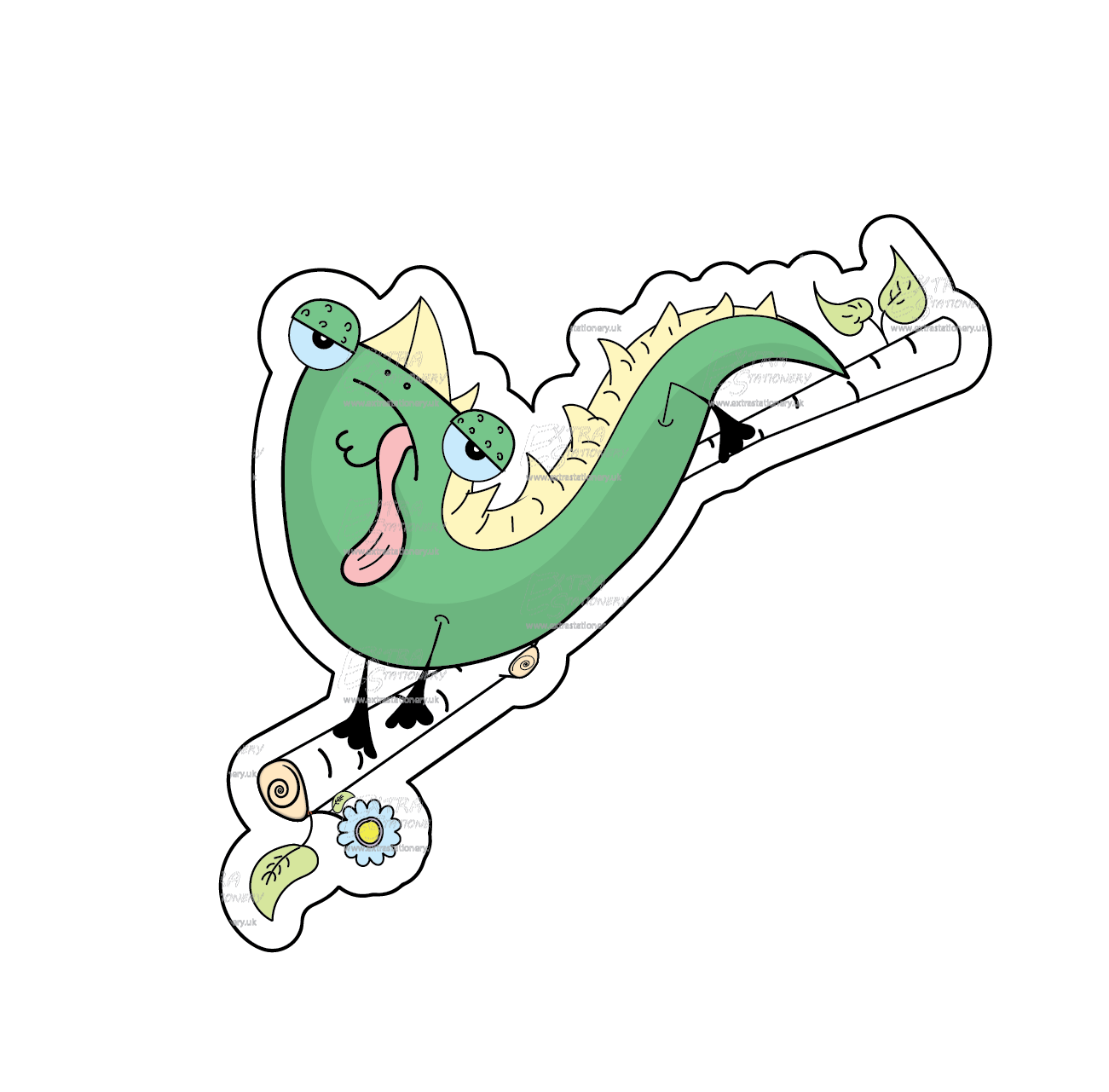 Sticker of an adorable lizard on a branch, its tongue playfully sticking out, capturing natural curiosity.