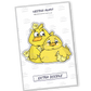 Sticker of a cute family of chicks brimming with excitement and joy, radiating the spirit of a holiday adventure and togetherness