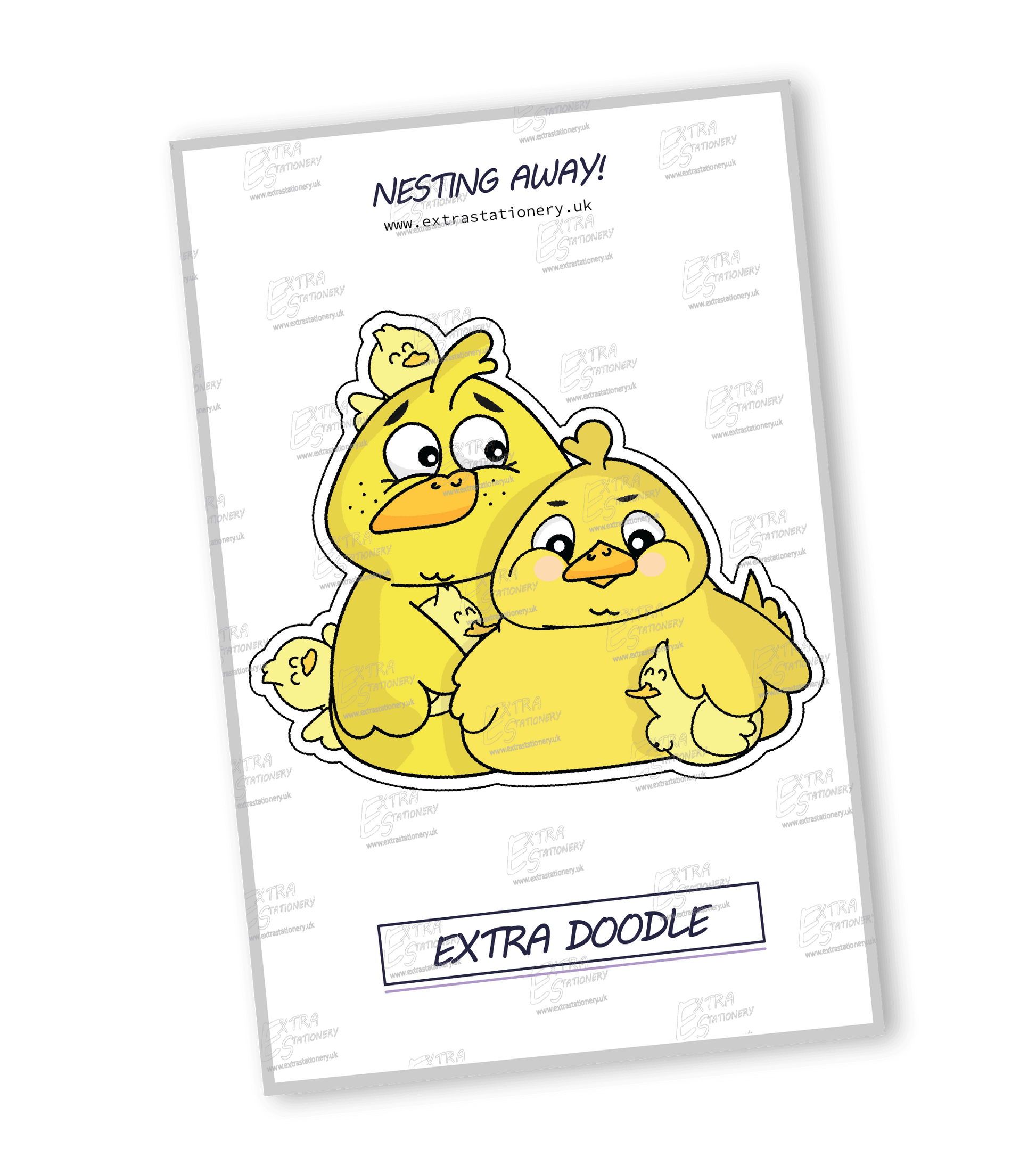 Sticker of a cute family of chicks brimming with excitement and joy, radiating the spirit of a holiday adventure and togetherness