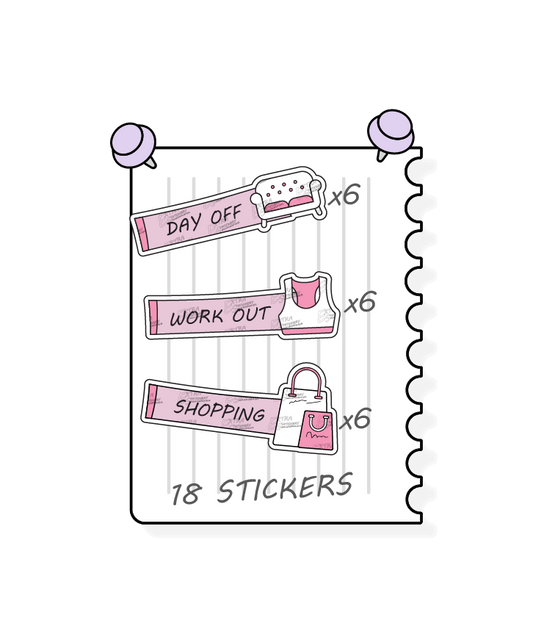 Rose fusion planner stickers cater to personal well-being and lifestyle organization, with stickers for scheduling relaxation and leisure on days off, tracking fitness and exercise routines with workout stickers, and efficiently planning and organizing shopping lists and trips with dedicated shopping planner stickers.