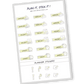 Lime Radiance color, Productivity planner sticker sheet with deadline, project, and urgent stickers - 18 stickers in total (6 of each type)