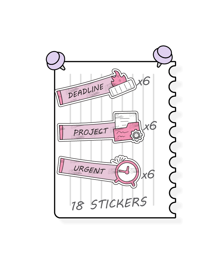 Rose fusion planner stickers are designed for effective project management, including managing important project deadlines with deadline stickers, tracking and organizing project tasks with project planner stickers, and marking and prioritizing urgent tasks with dedicated urgent planner stickers.