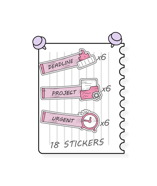 Rose fusion planner stickers are designed for effective project management, including managing important project deadlines with deadline stickers, tracking and organizing project tasks with project planner stickers, and marking and prioritizing urgent tasks with dedicated urgent planner stickers.