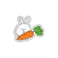 A sticker featuring an adorable rabbit holding a giant carrot, embodying the spirit of Easter.