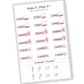 Rose Fusion color, Family and weekend planner sticker sheet with family time, takeaway, and weekend stickers - 18 stickers in total (6 of each type)