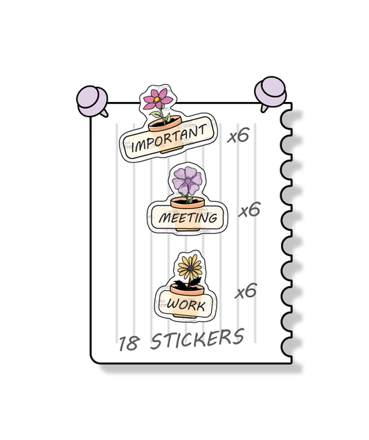 Flowers planner stickers cater to various organizational needs, featuring options for planning important tasks or schedules, scheduling meetings, and organizing work days effectively.