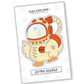 Sticker of a funny duck in an astronaut suit, fearlessly exploring otherworldly realms, embodying humor and imaginative adventure