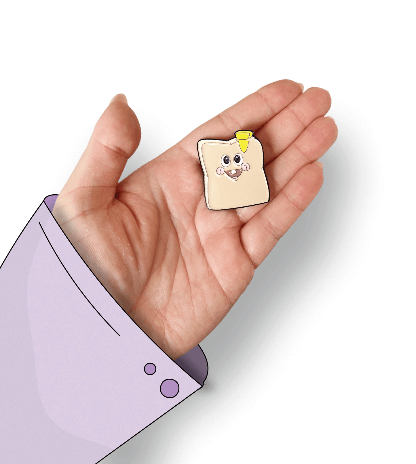 Baby Toasty Enamel Pin - A heartwarming enamel pin featuring a cute, blushing toast character, perfect for food lovers and fans of all things adorable.