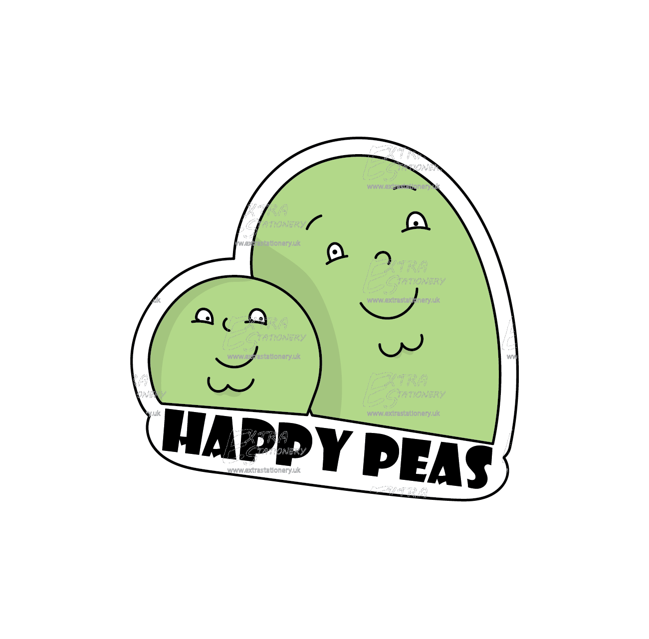 Sticker of two adorable peas, each smiling cheerfully, embodying the beauty of companionship and shared happiness.