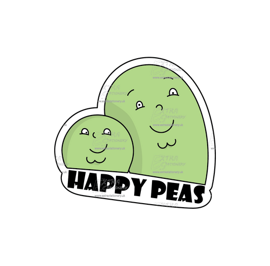 Sticker of two adorable peas, each smiling cheerfully, embodying the beauty of companionship and shared happiness.