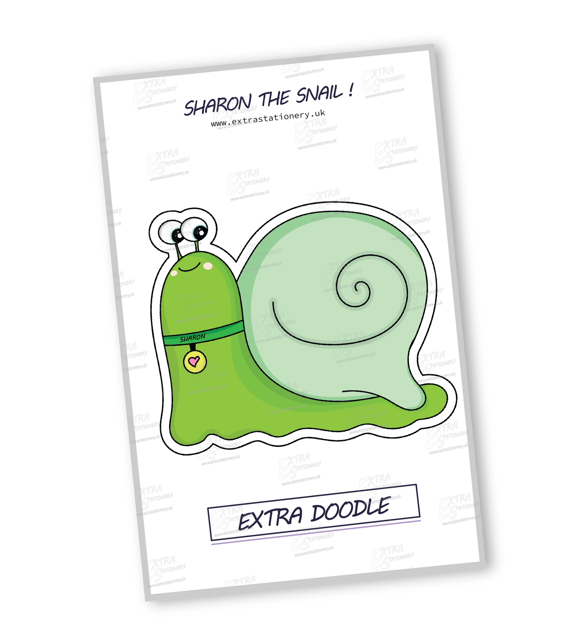 Extra doodle sticker, a happy and friendly snail named Sharon, spreading great vibes with a cheerful smile