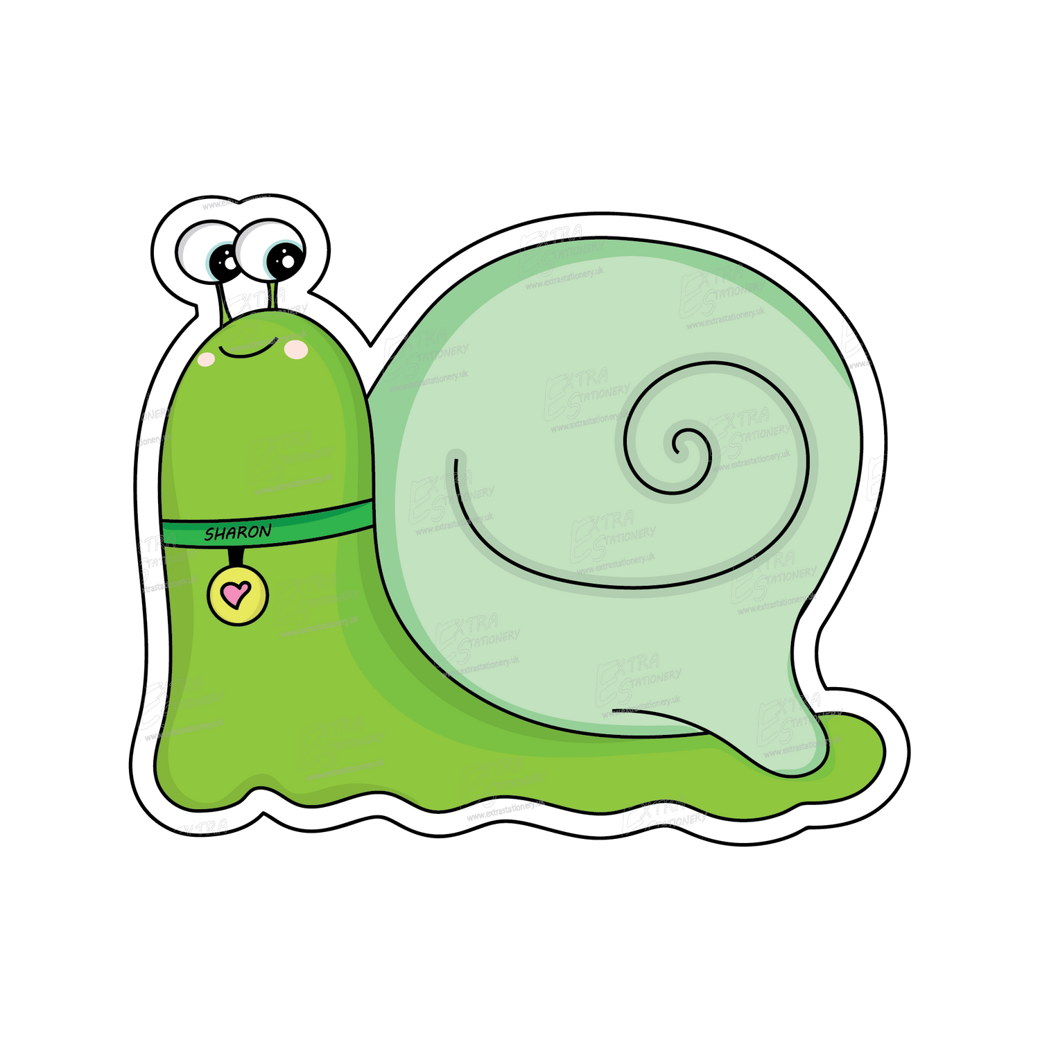 Extra doodle sticker, a happy and friendly snail named Sharon, spreading great vibes with a cheerful smile