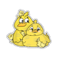 Sticker of a cute family of chicks brimming with excitement and joy, radiating the spirit of a holiday adventure and togetherness