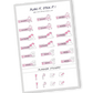 Rose Fusion color, Adventure-themed planner sticker sheet with holiday, outdoors, and travel stickers - 18 stickers in total (6 of each type)