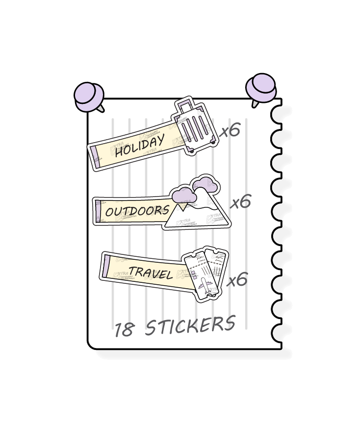 Sunshine lilac, planner stickers enhance holiday and outdoor experiences, featuring stickers for marking vacation and celebration plans with holiday planner stickers, planning outdoor activities and adventures with outdoors stickers, and efficiently organizing travel plans and itineraries with dedicated travel planner stickers.