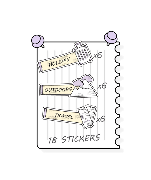 Sunshine lilac, planner stickers enhance holiday and outdoor experiences, featuring stickers for marking vacation and celebration plans with holiday planner stickers, planning outdoor activities and adventures with outdoors stickers, and efficiently organizing travel plans and itineraries with dedicated travel planner stickers.