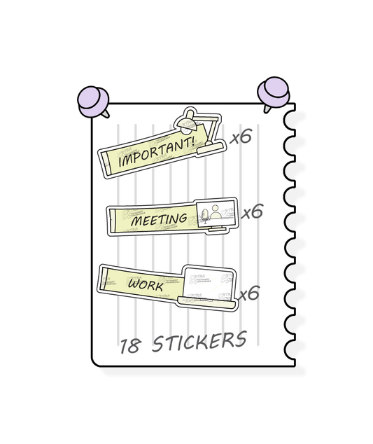 Lime radiance planner stickers cater to various organizational needs, featuring options for planning important tasks or schedules, scheduling meetings, and organizing work days effectively.